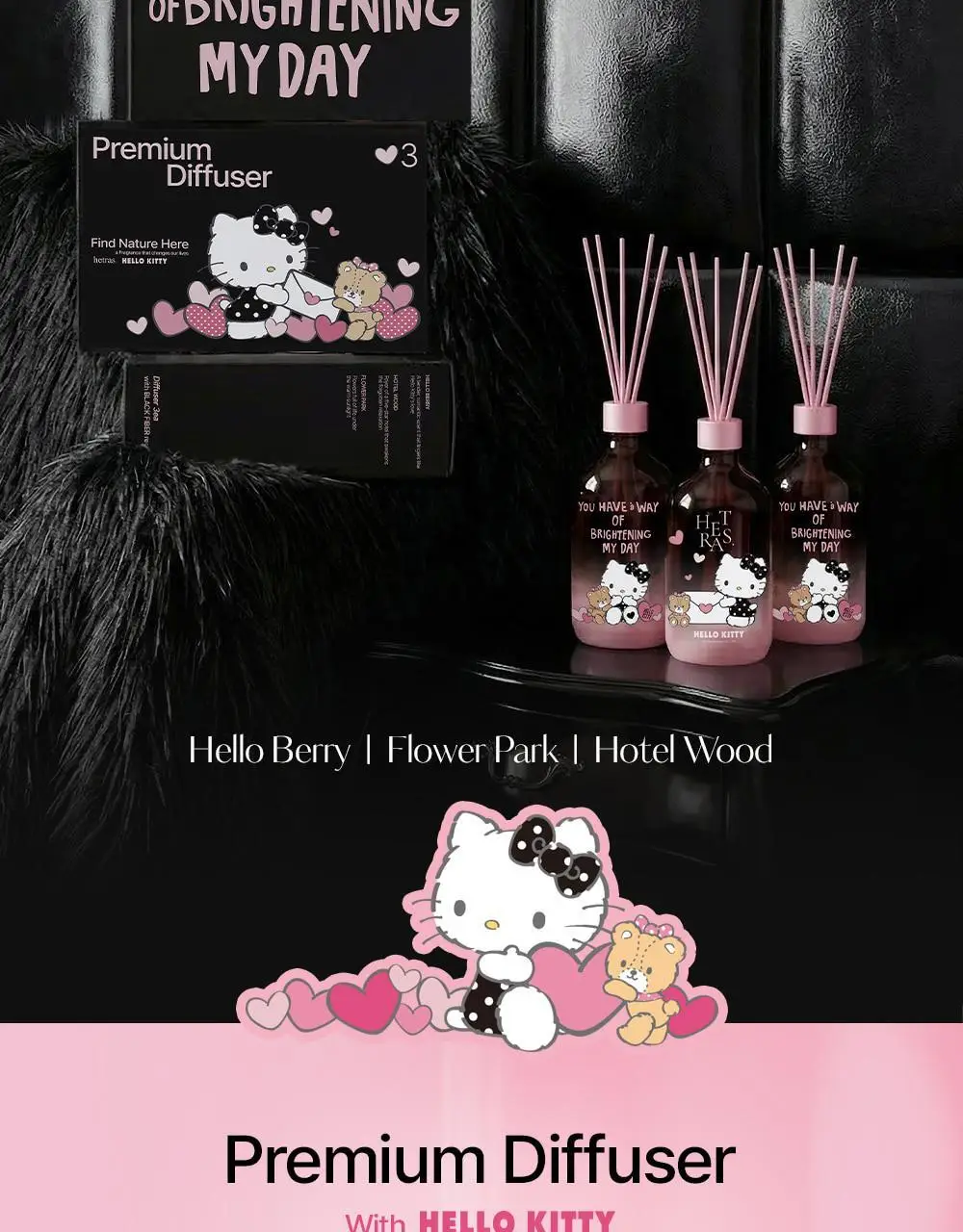 [올영 1위 디퓨저/단독기획] 헤트라스 프리미엄 대용량 디퓨저 510ml 2개입 기획세트 / 헬로키티 콜라보 디퓨저 상세페이지 2